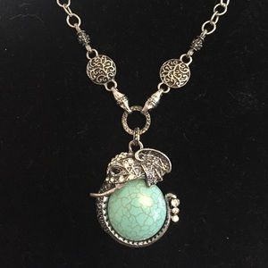 Brand new elephant crystal and turquoise necklace